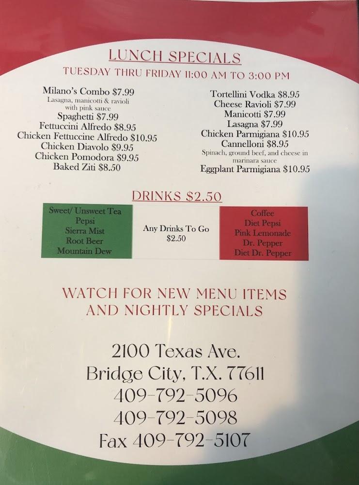 Milano's Italian Grill Menu image 4